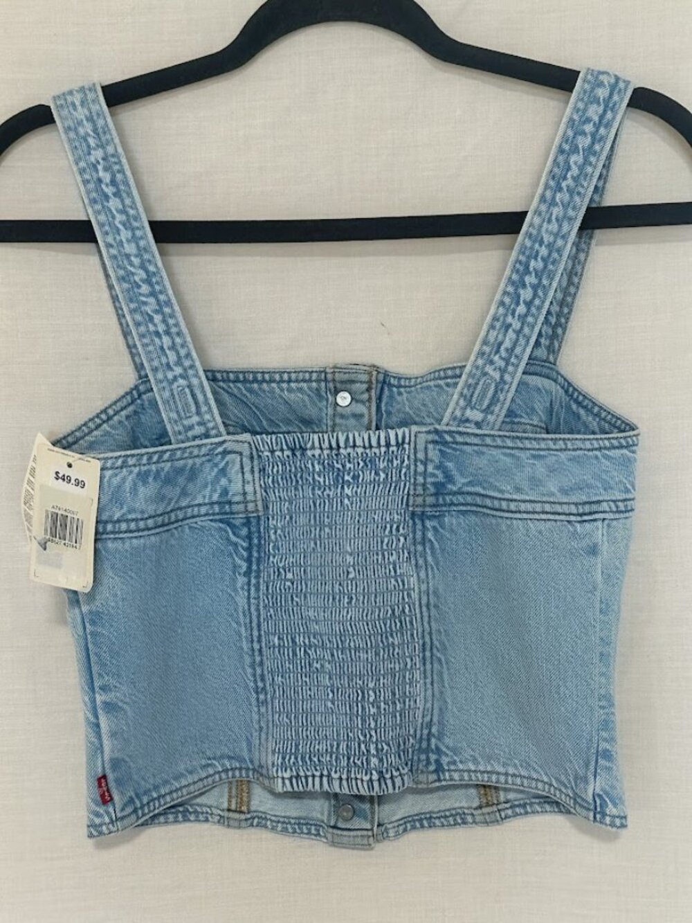 Levi’s Light Wash Denim Corset Tank Top Button Front Slim Fit Size Small - Picture 3 of 10